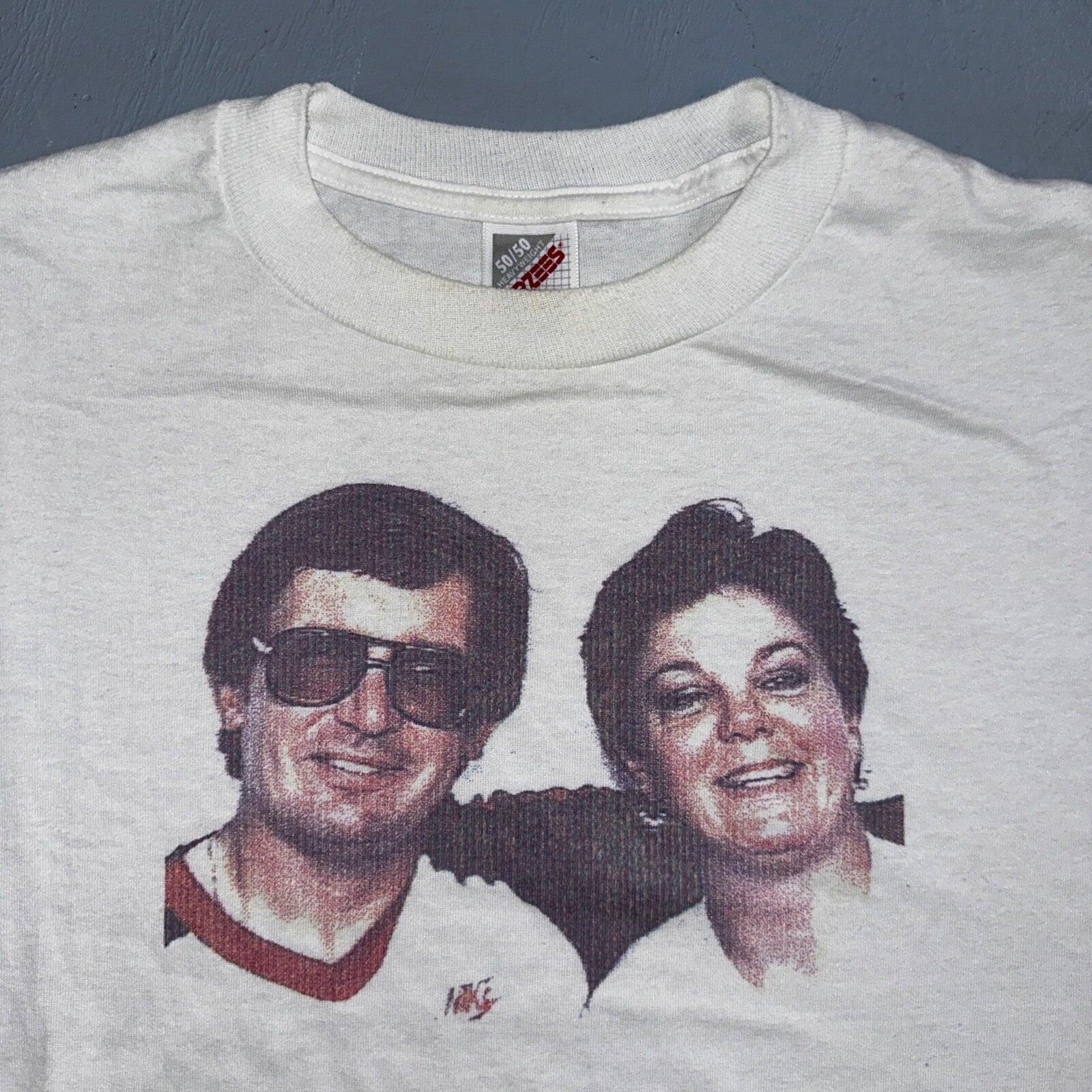 Aviator Sunglasses VTG T Shirt Family Photo 2 Random People 1970s Vibe Funny