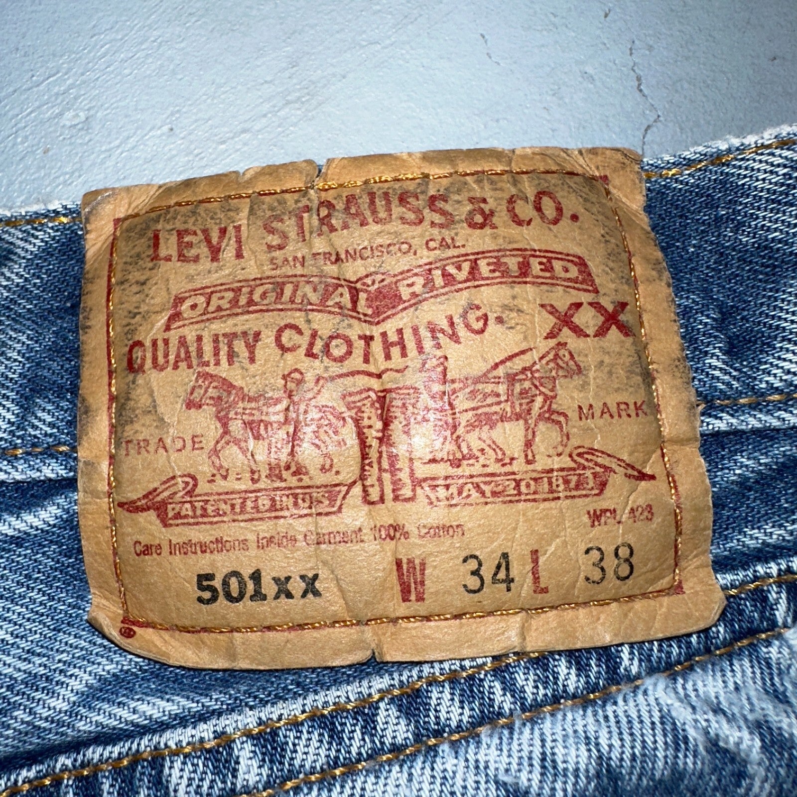 Levis 501 Vintage 90s Y2K XX Straight Leg Jeans Blue Med Wash 34x38 Act 31x32