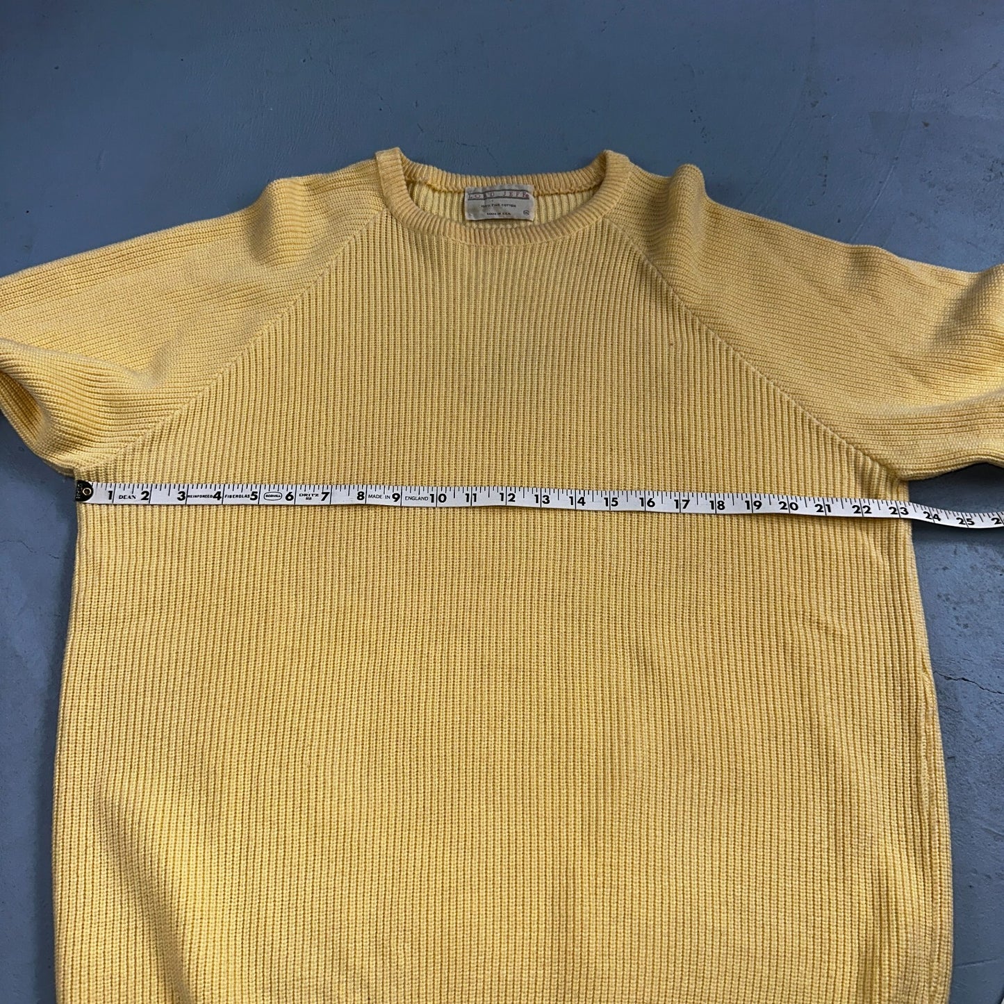 Lord Jeff Mens Chunky Knit Pullover Crewneck Sweater Fine Cotton USA Yellow XL