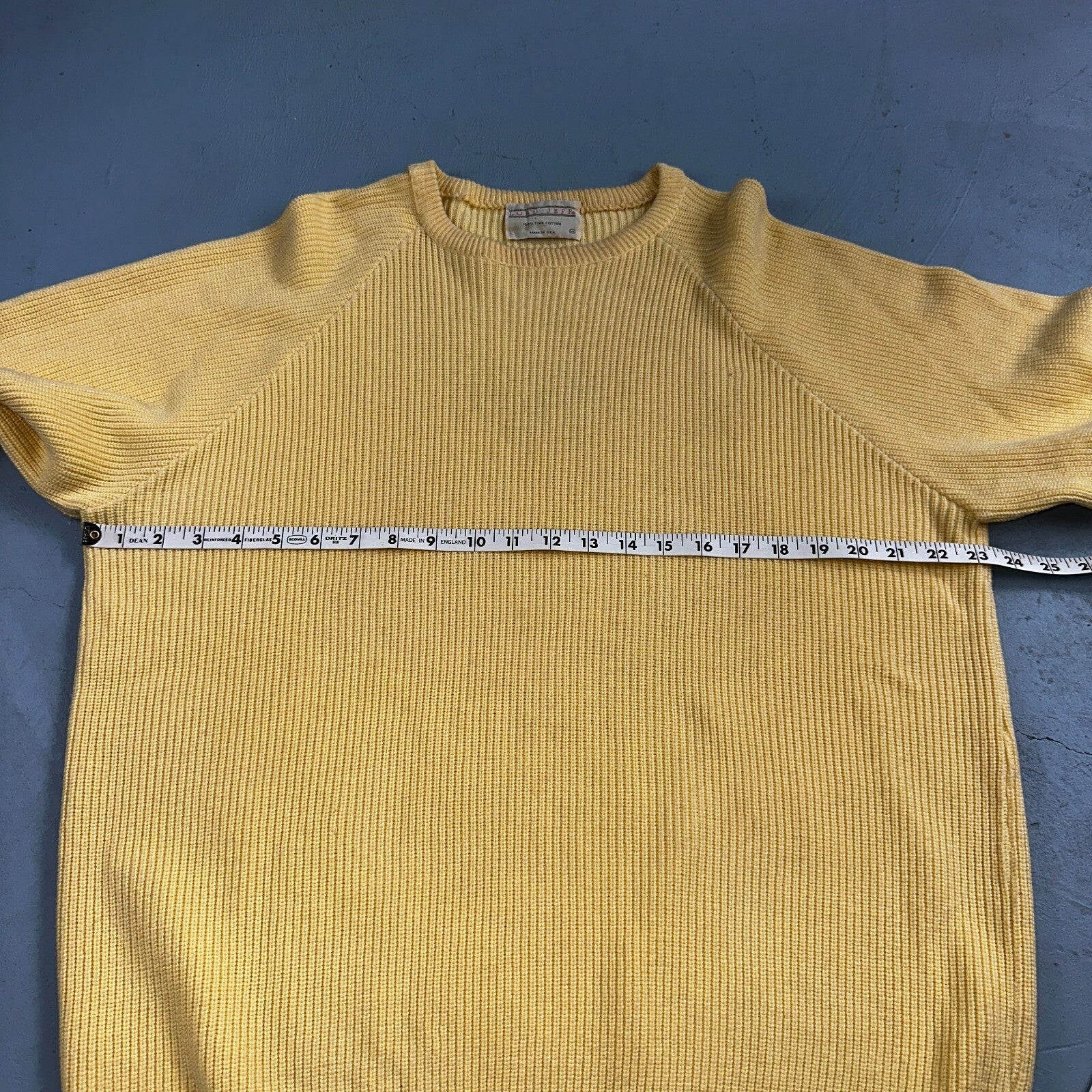 Lord Jeff Mens Chunky Knit Pullover Crewneck Sweater Fine Cotton USA Yellow XL
