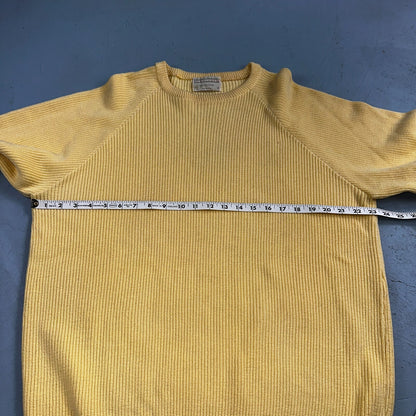 Lord Jeff Mens Chunky Knit Pullover Crewneck Sweater Fine Cotton USA Yellow XL