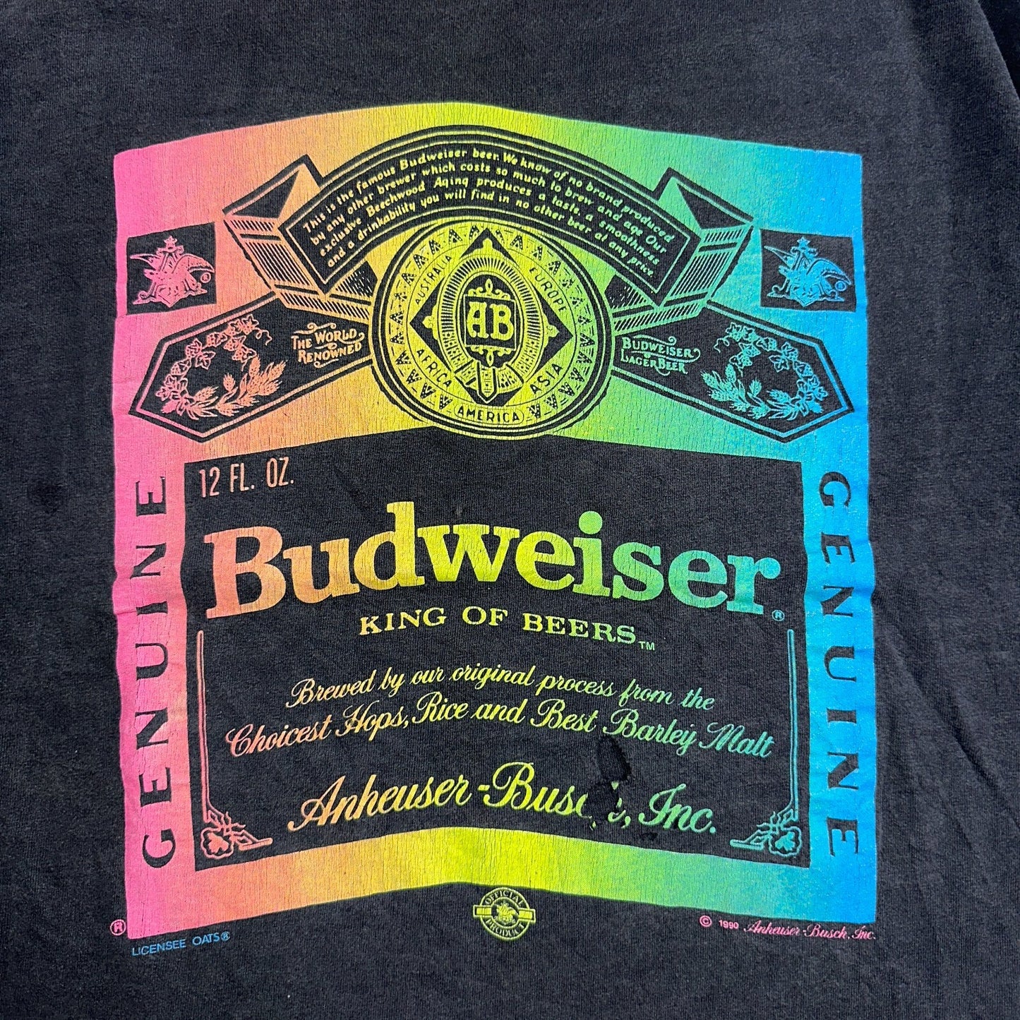 Budweiser 90s Wild Oats VTG T Shirt Single Stitch Rainbow Color Graphic Art XL