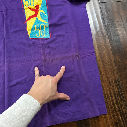 Marathon 50K Running NYC Vintage T Shirt 90s Purple FOTL Single Stitch Run USA