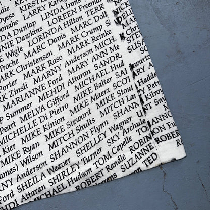 AOP All Over Print Funny Names 90s VTG T Shirt Huge Graphic Single Stitch White
