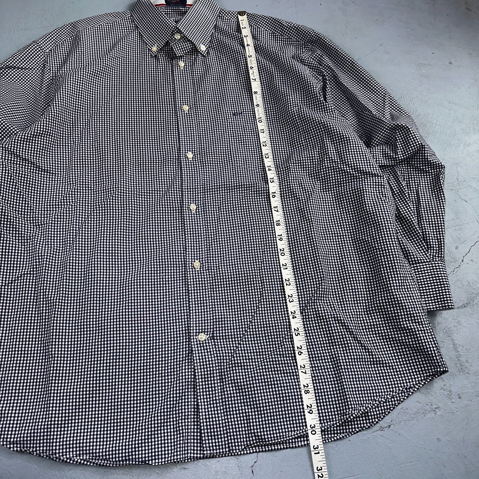 Paul & Shark Yachting Mens 44 Long Sleeve Button Down Shirt Checkered Hamptons