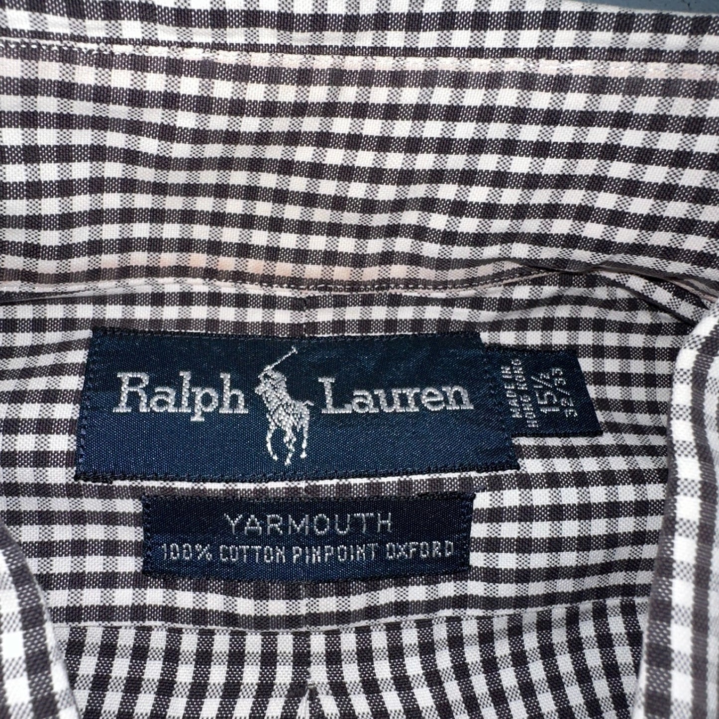 Ralph Lauren Shirt Black Shepperd Check Yarmouth Button Up Long Sleeve 15.5