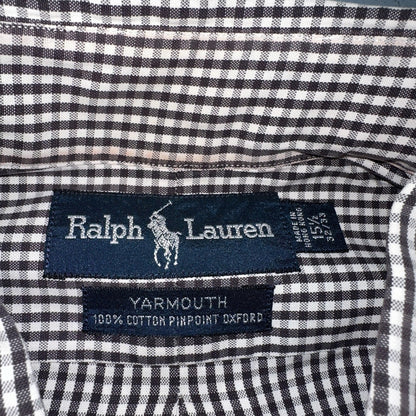 Ralph Lauren Shirt Black Shepperd Check Yarmouth Button Up Long Sleeve 15.5
