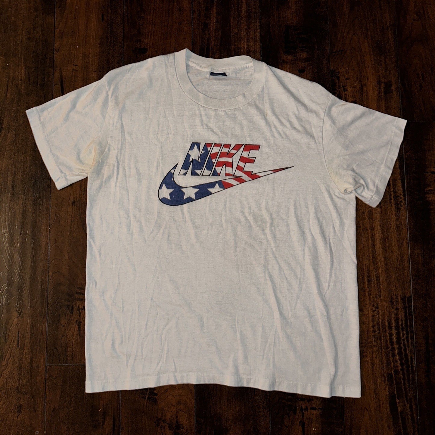 Nike Vintage RARE T Shirt Mens L Blue Tag 80s USA Flag City Series America