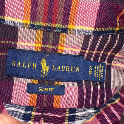 Polo Ralph Lauren Slim Fit Plaid Button Down Shirt Mens S Small Red Yellow