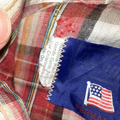 Vintage Panhandle 80s Western Shirt Pearl Snap Buttons Plaid Mens L 16.5 USA