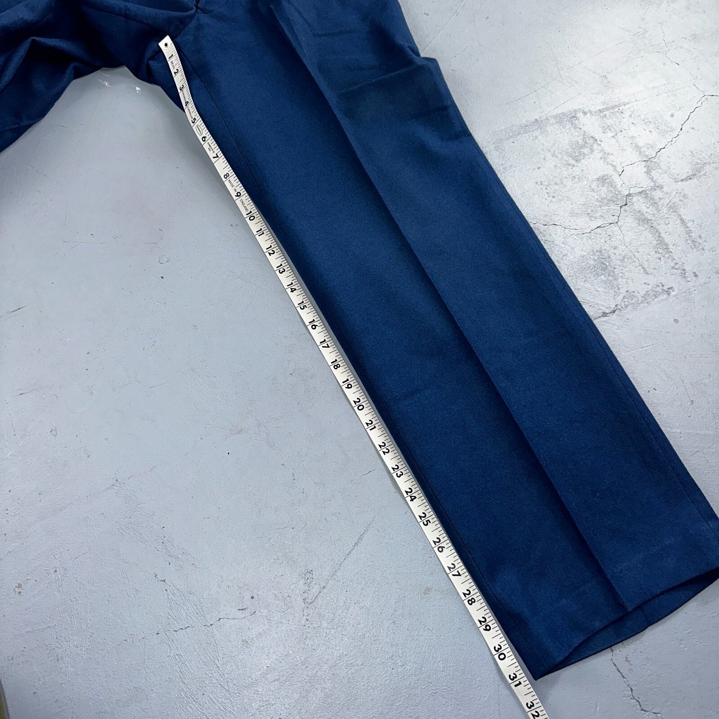VTG Wool Trousers Pants Sz 31x31 1940s WWII Button Fly Wide Leg Dress Suit Blue