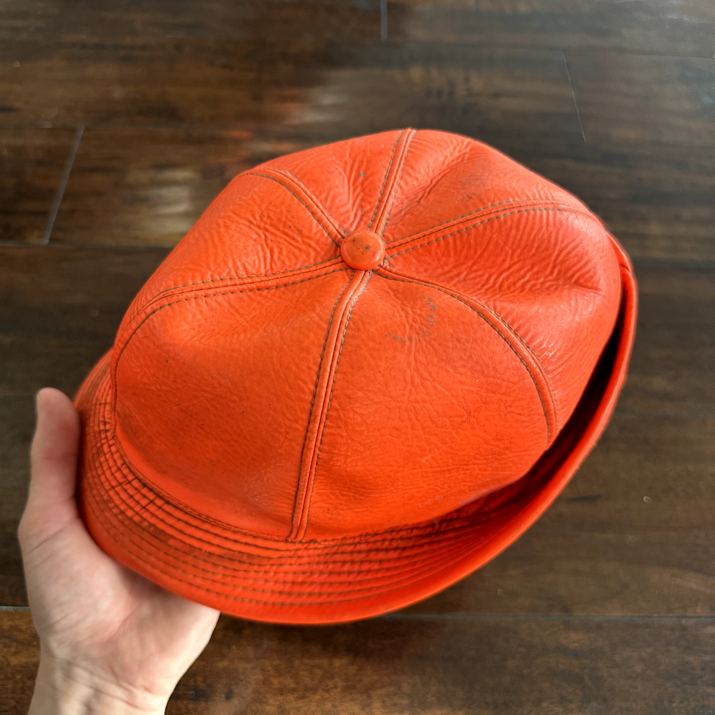 Vintage 1950s Fisherman Hunting Hat Cap Bucket Orange 7 1/8 WWII 50s 60s