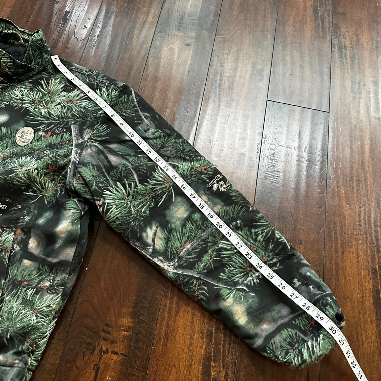 VTG West Camo Leaf Advanced Fleece Jacket Rain Coat Mens M 2004 PineTree Tree