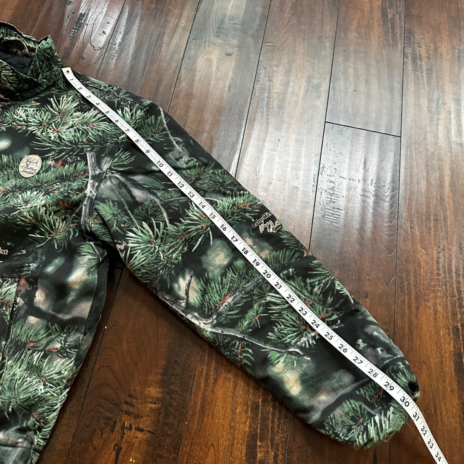 VTG West Camo Leaf Advanced Fleece Jacket Rain Coat Mens M 2004 PineTree Tree