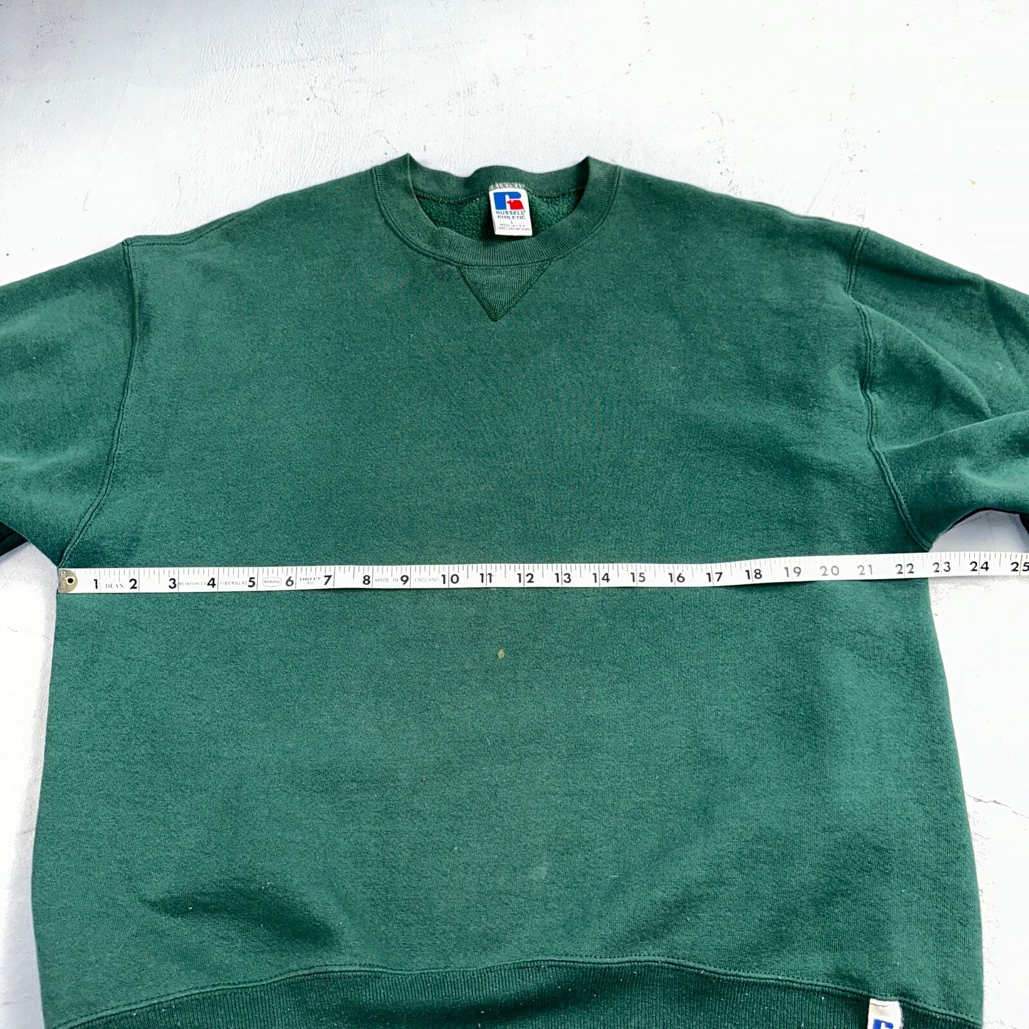 Russell Athletic USA L Sweatshirt 90s VTG Crewneck Green Basic Blank Essential