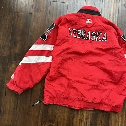 Vintage 90s 80s Nebraska Huskers Full Zip Starter Jacket Puffer Men's Large NCAA