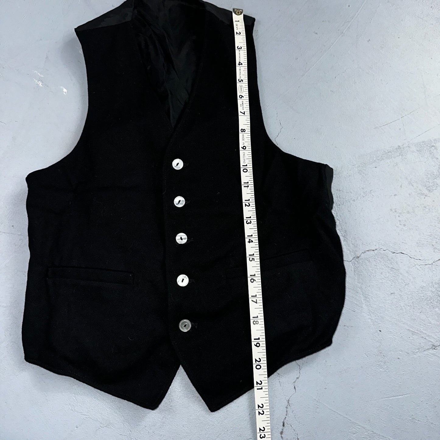 Vintage Buckle Back Vest Mens Black Waistcoat Size S 1940s 1950s 1960s Antique