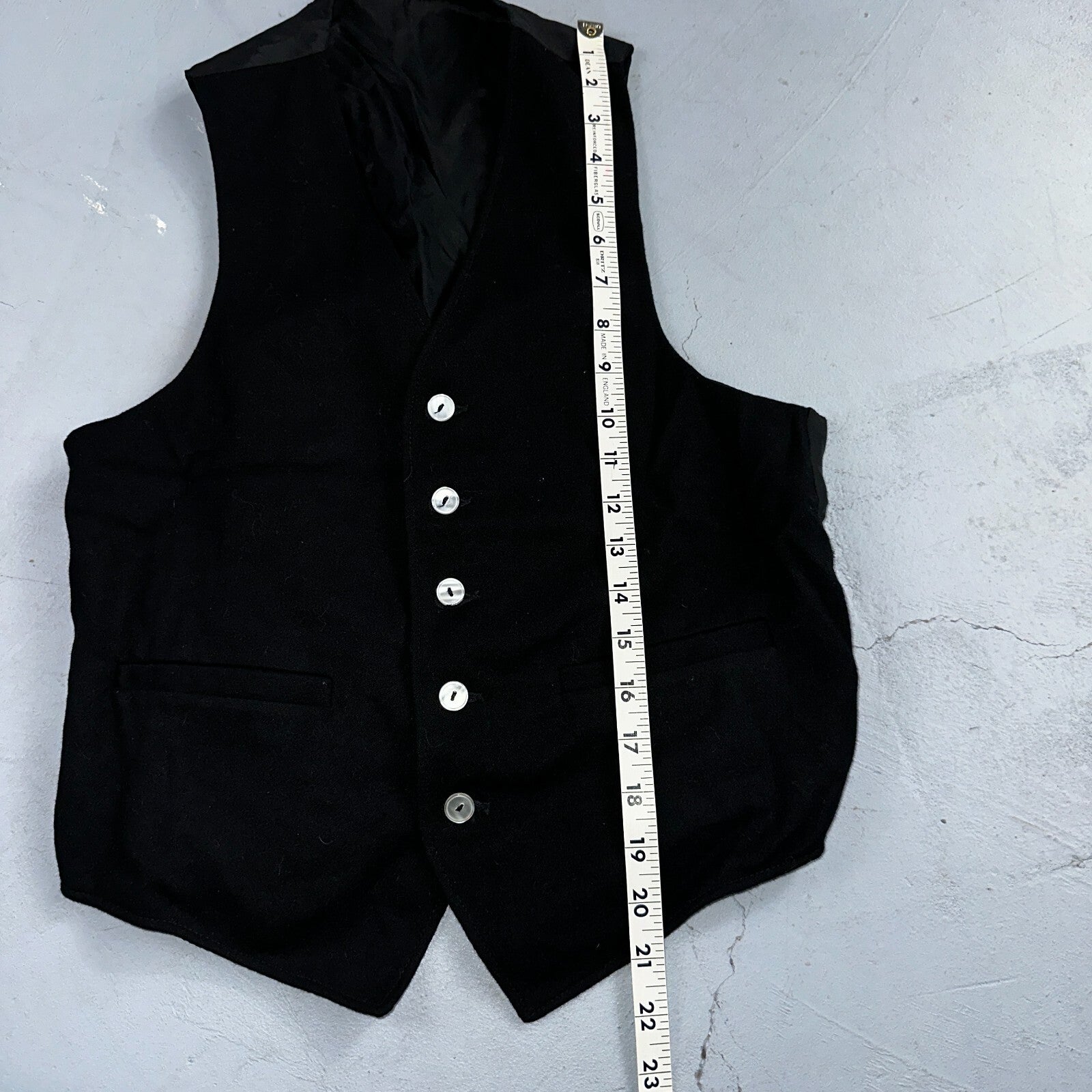 Vintage Buckle Back Vest Mens Black Waistcoat Size S 1940s 1950s 1960s Antique