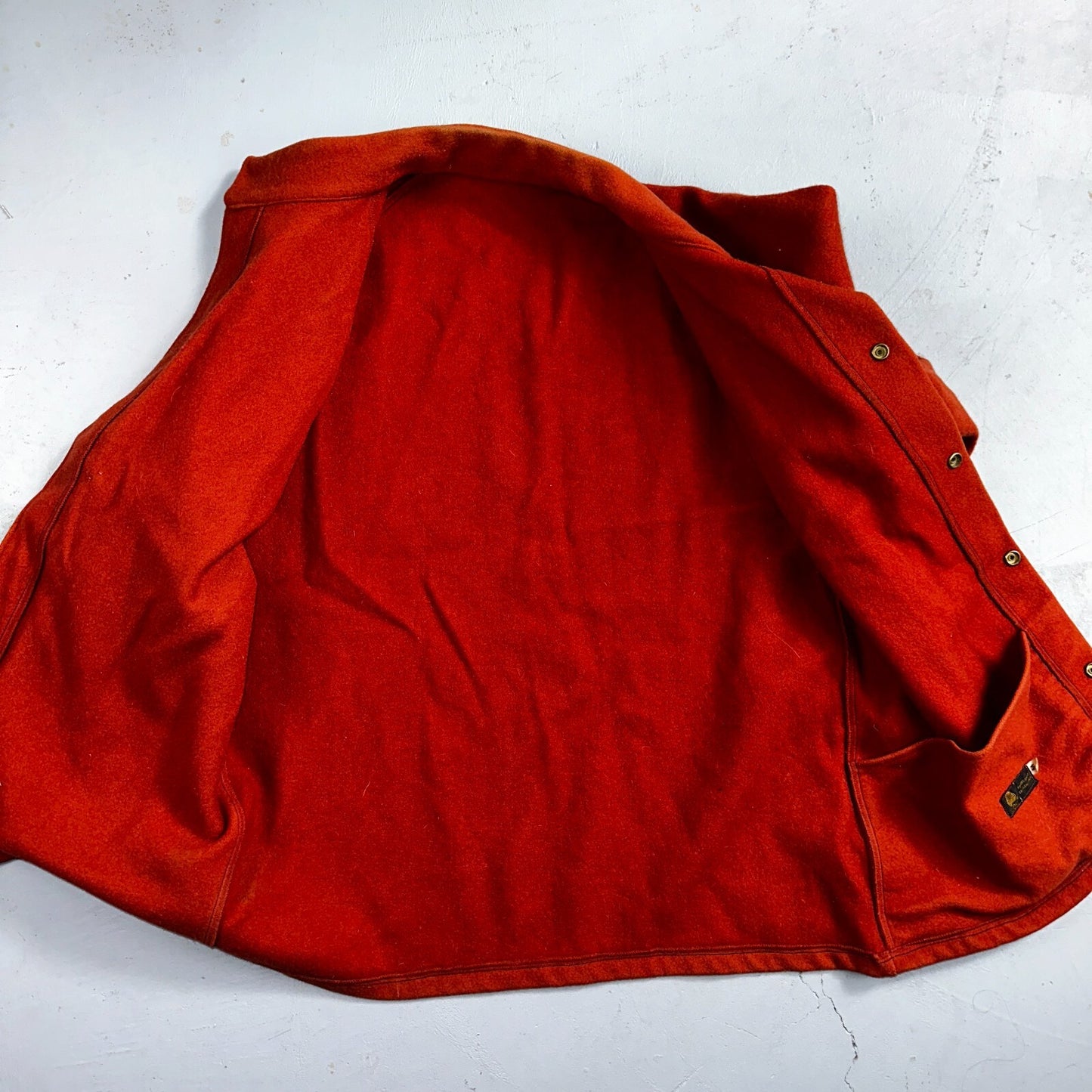 Vintage 60s 70s Wool Delivery Workwear Jacket M Rockabilly Burnt Orange Red