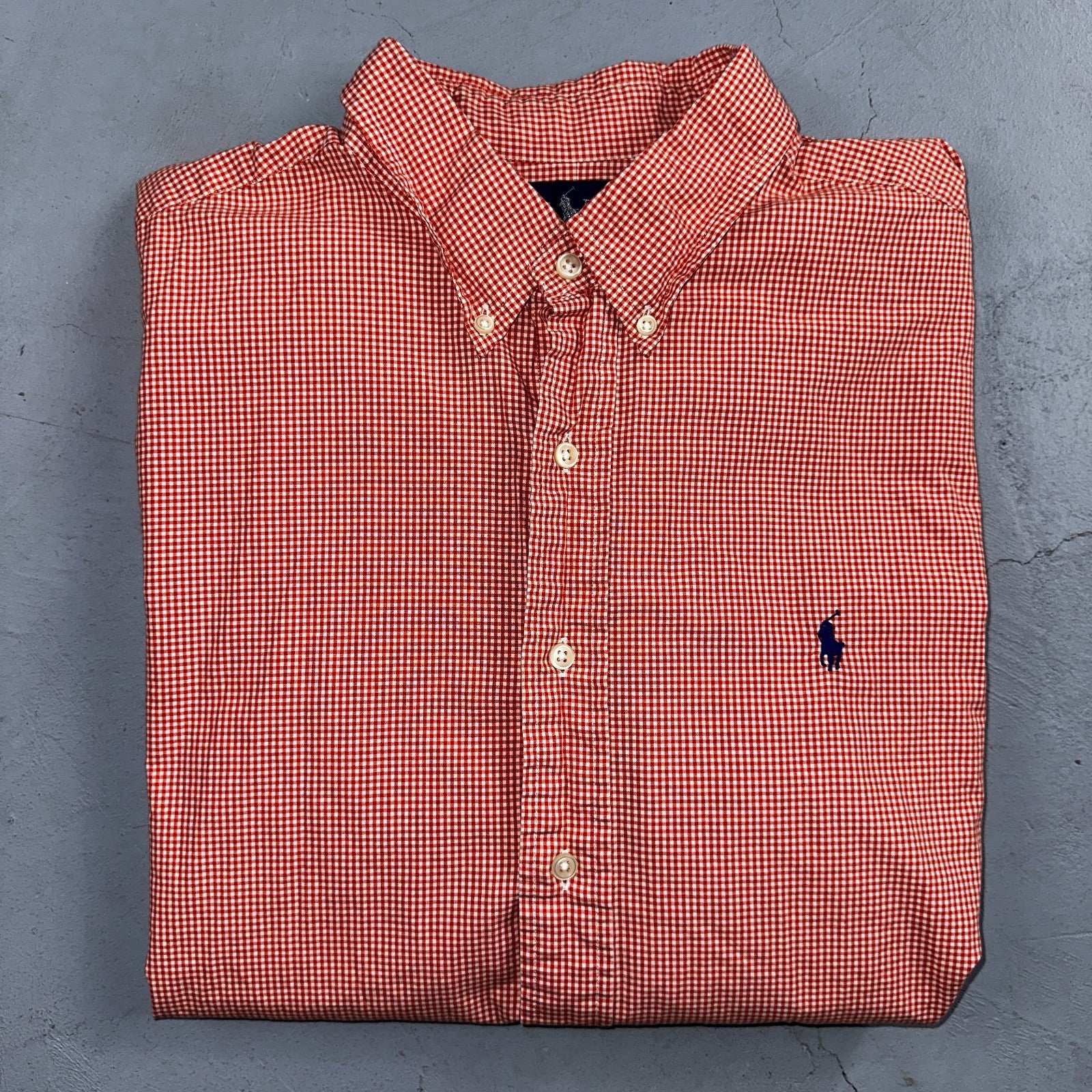 Ralph Lauren XL Red Gingham Button Down Shirt Classic Fit Long Sleeve VTG
