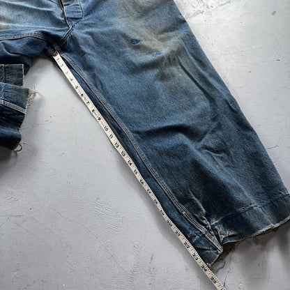 Dickies Vintage 70s Denim Bib Overalls 44x32 Carpenter Indigo Blue Workwear USED