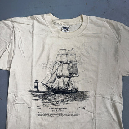 Ship Art James E Sabol Y2K 90s T Shirt Erie Pennsylvania Voyage Home Photo Rap