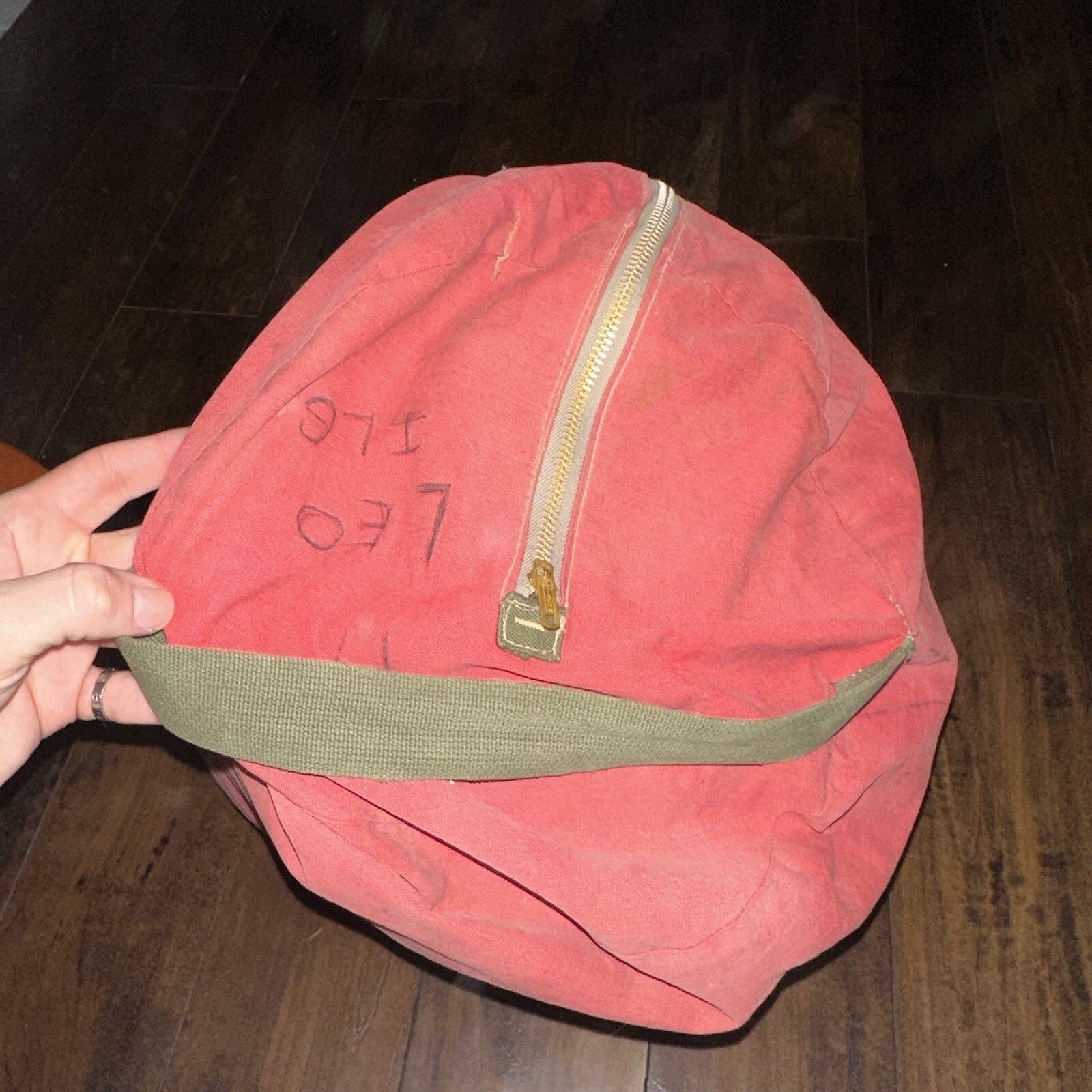 Vtg Sleeping Bag Canvas Red Duffle Bag USA Bell System Talon 1940s 40s 50s WWII