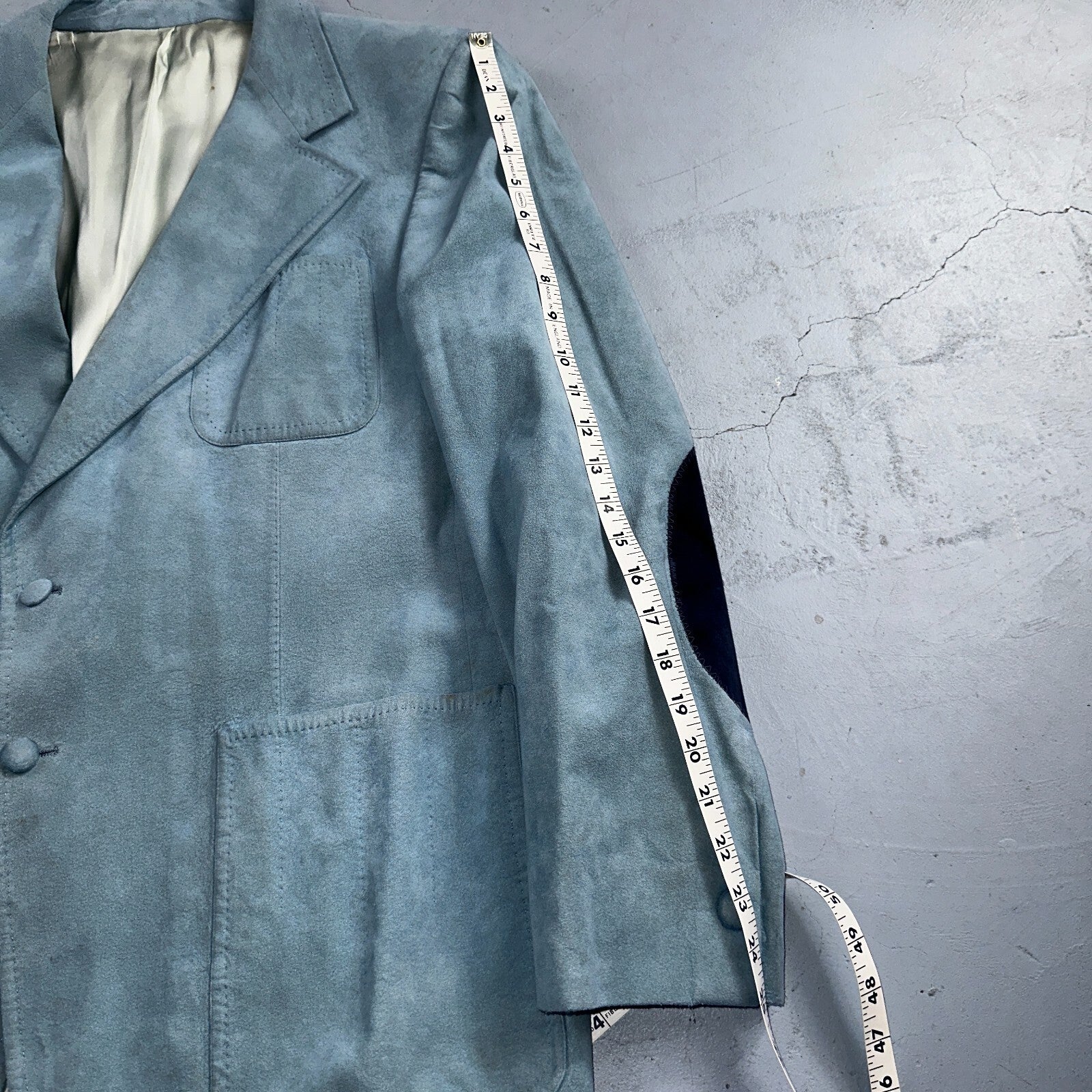 VTG Mens Suit 42 Jacket Sport Coat Rockabilly 60s 70s Suede Blue Disco Lebaron