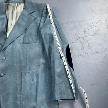VTG Mens Suit 42 Jacket Sport Coat Rockabilly 60s 70s Suede Blue Disco Lebaron