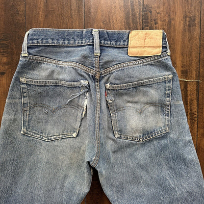Levis 501 XX Big E True Vintage 60s Redline THRASHED Denim Jeans 1960s 27x26