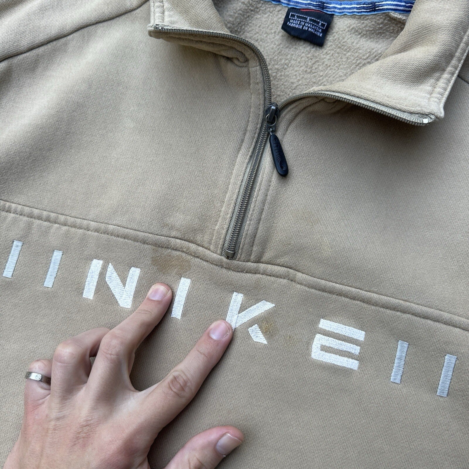 Nike VTG 90's L Mini Swoosh Sweatshirt Pullover 1/4 Zip Jacket Shirt Elite Run