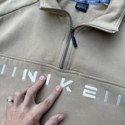 Nike VTG 90's L Mini Swoosh Sweatshirt Pullover 1/4 Zip Jacket Shirt Elite Run