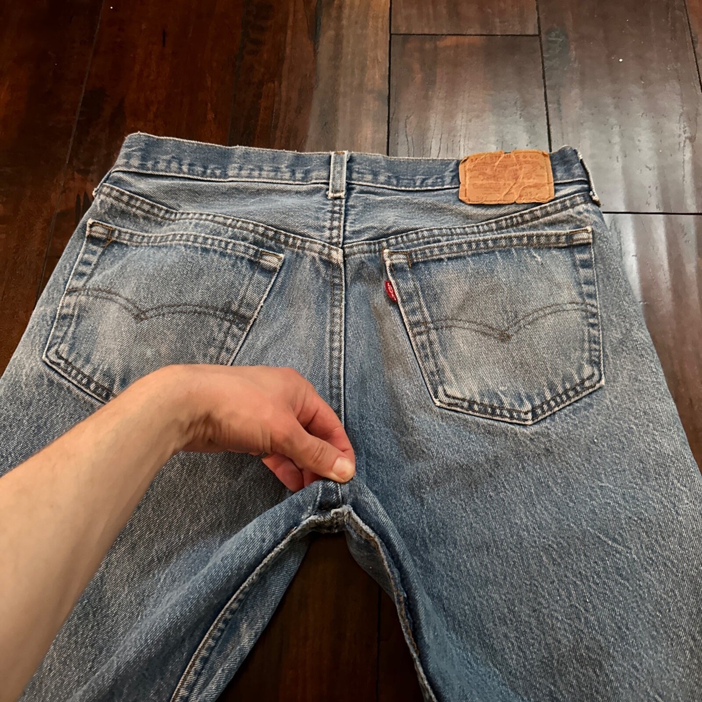 VTG 80s Levis 501 Button Fly 35x32 USA Tag Jeans Straight Wash Blue XX Act 31x31