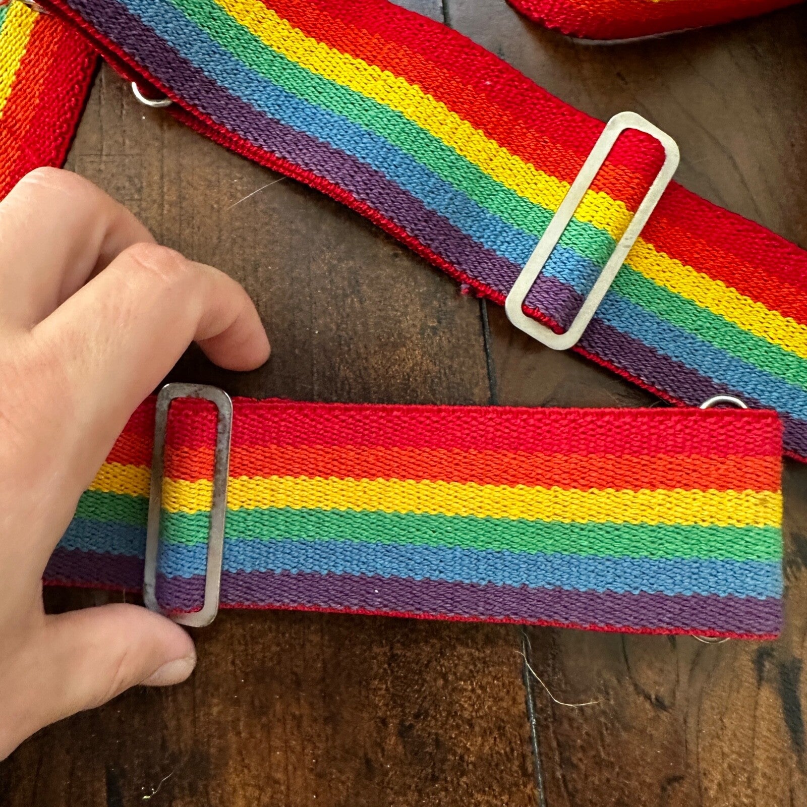 Vintage Rainbow Clip Suspenders Mindy Clown 2” Wide Elastic 70s 80s Pride