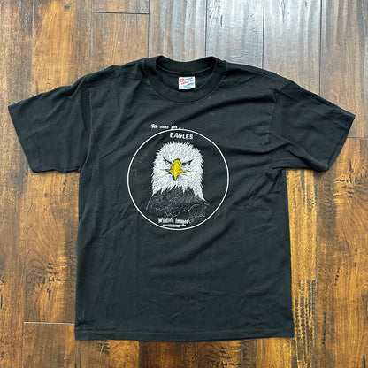 Bald Eagles VTG T Shirt Wildlife Images Hanes USA Single Stitch Black Birds Cool