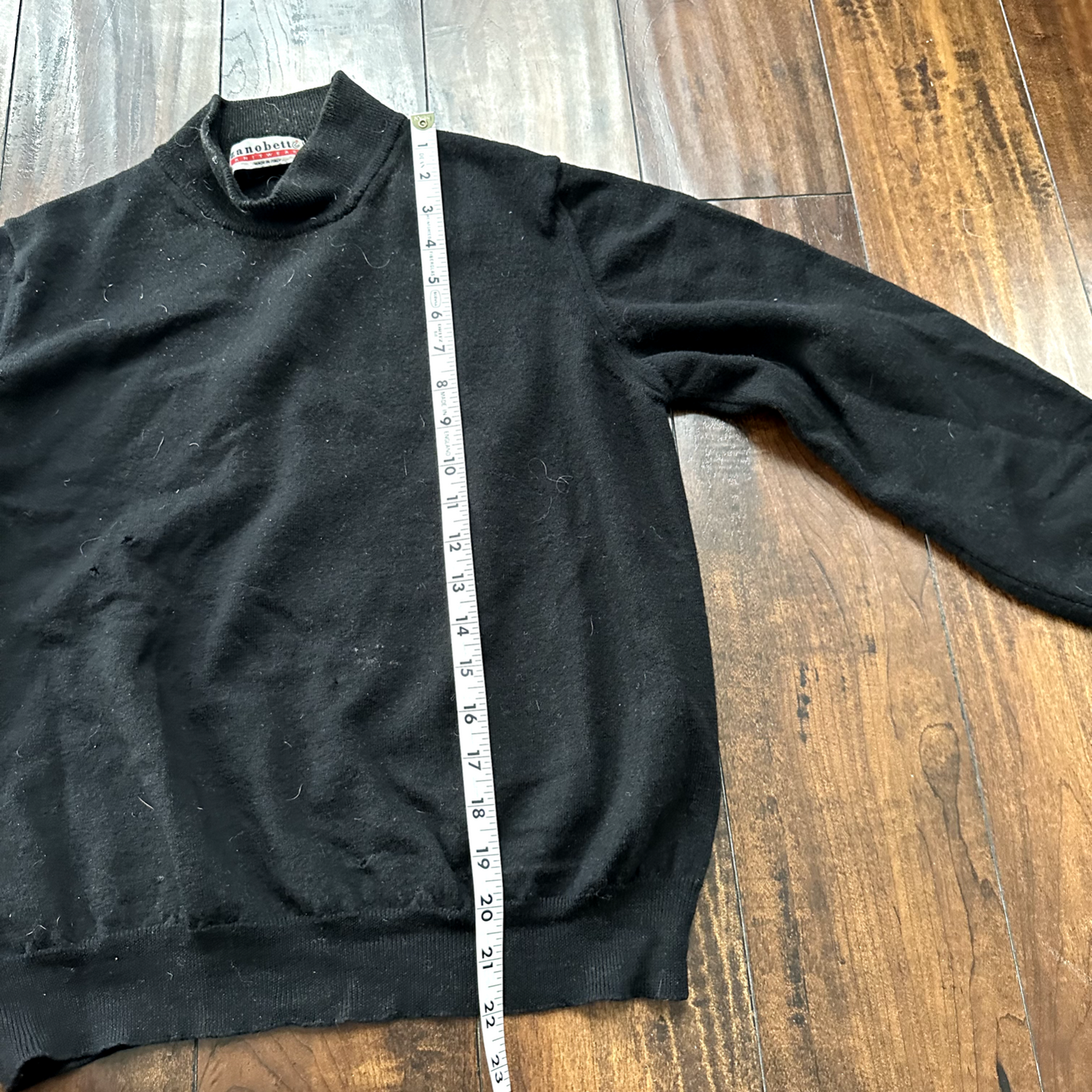 Zanobette Knitwear men's medium black top rugby Thrashed Vintage 80s Sweater