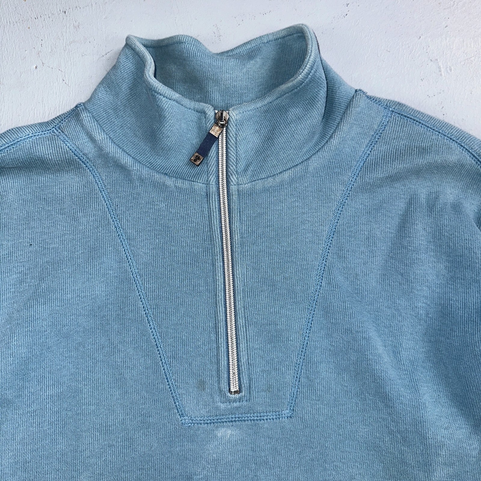 Tommy Bahama Sweater Mens XL Blue Quarter Zip Pullover Stretch Preppy Relaxed
