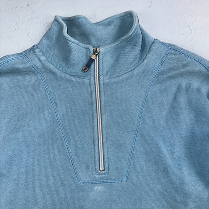 Tommy Bahama Sweater Mens XL Blue Quarter Zip Pullover Stretch Preppy Relaxed