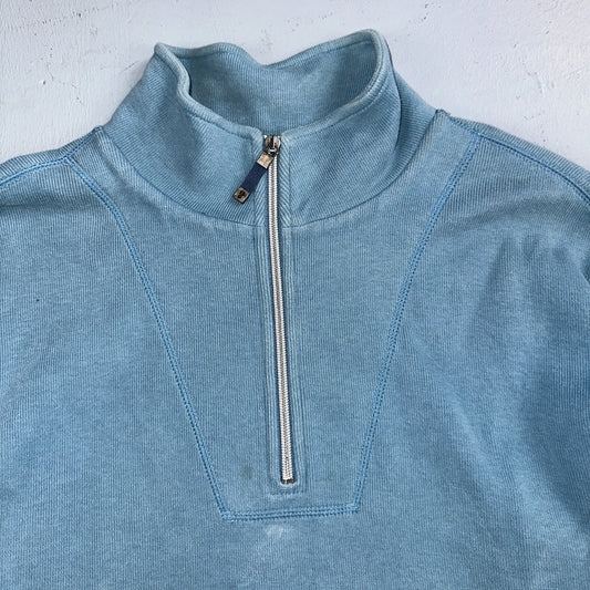 Tommy Bahama Sweater Mens XL Blue Quarter Zip Pullover Stretch Preppy Relaxed