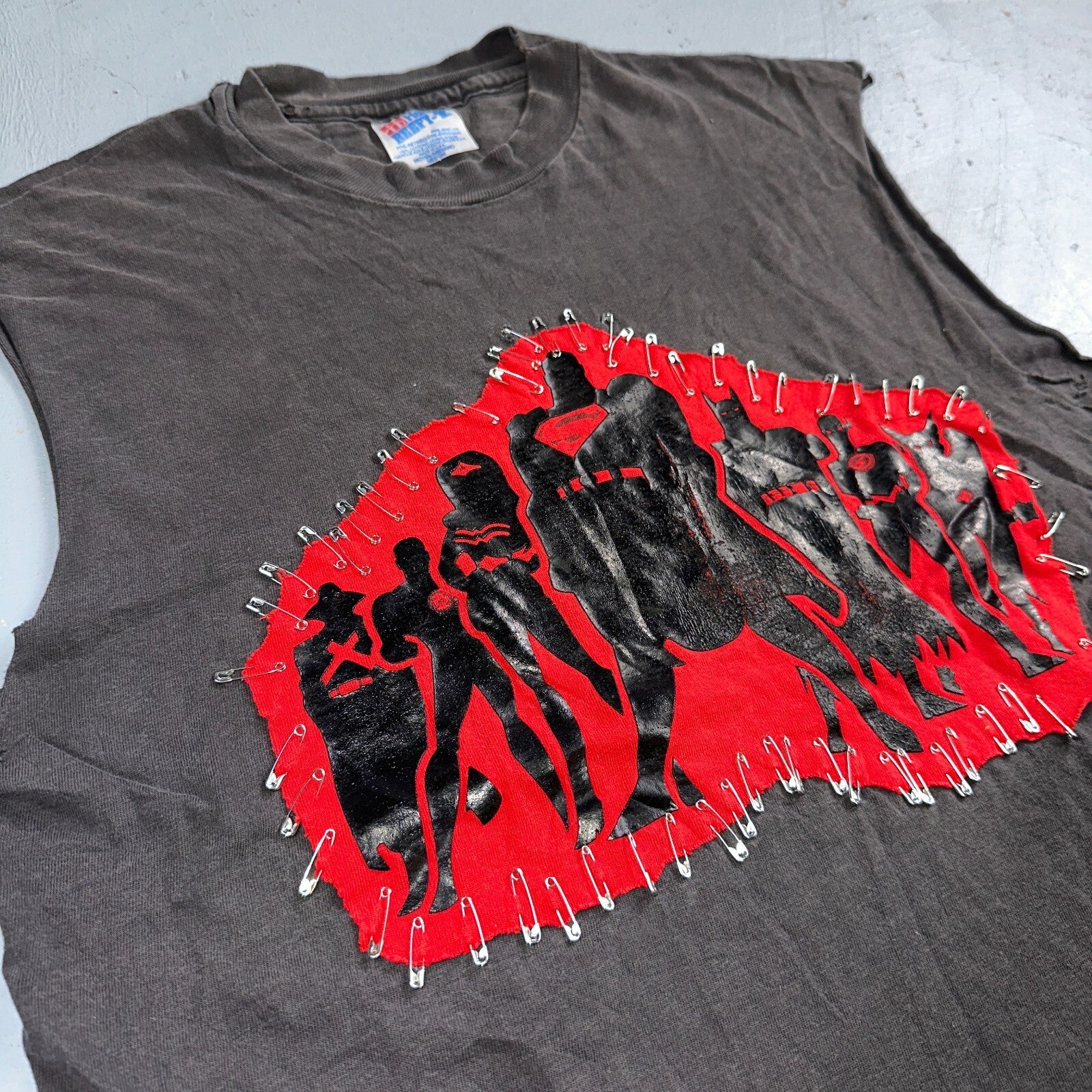 Super Hero Chopped Cut Sewn Custom VTG T Shirt Hanes 80s Beefy Rare Fun Batman