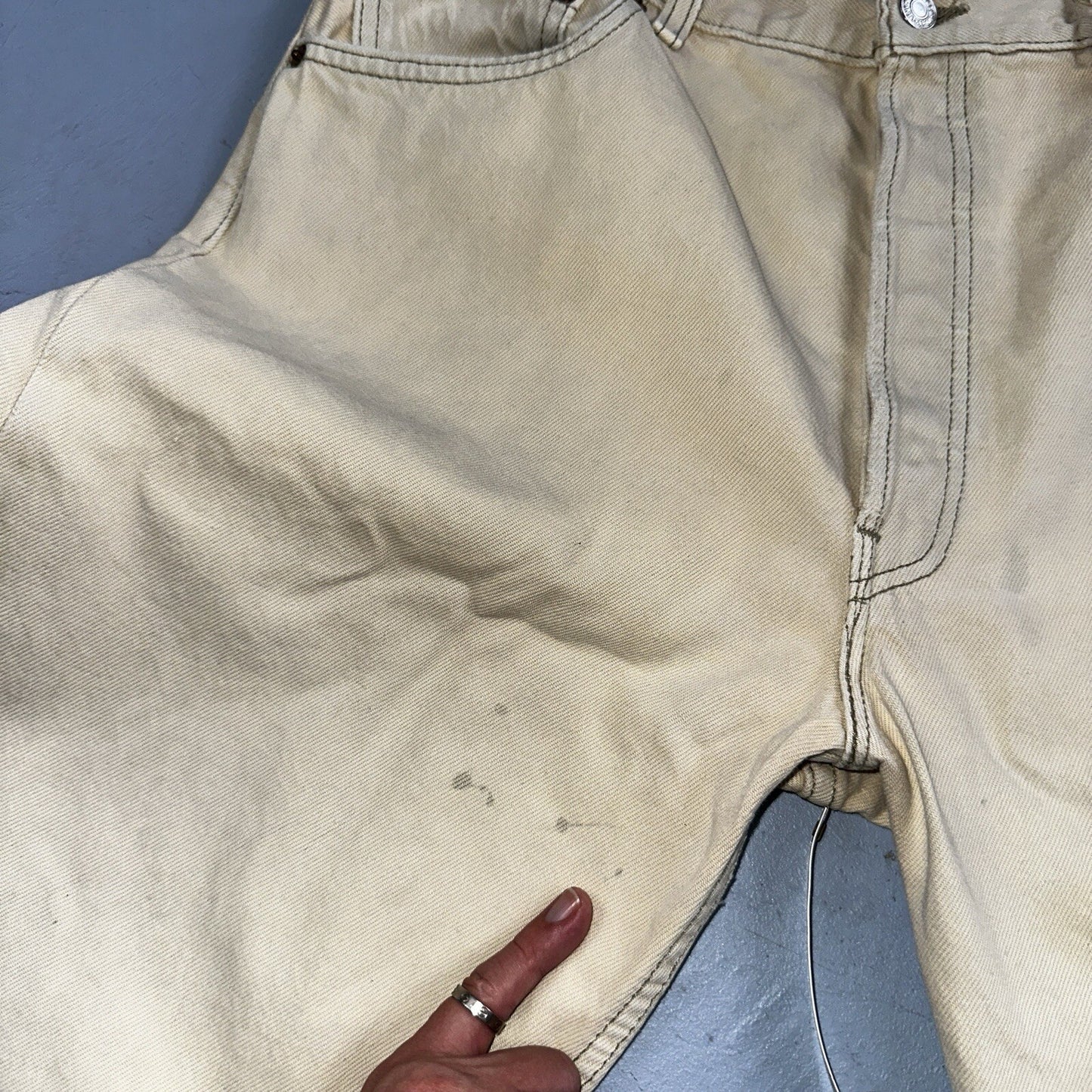 Levis 501 Vintage 90s USA XX Straight Leg Jeans Yellow Khaki 36x32 Act 34x31