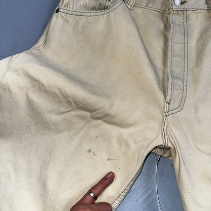 Levis 501 Vintage 90s USA XX Straight Leg Jeans Yellow Khaki 36x32 Act 34x31