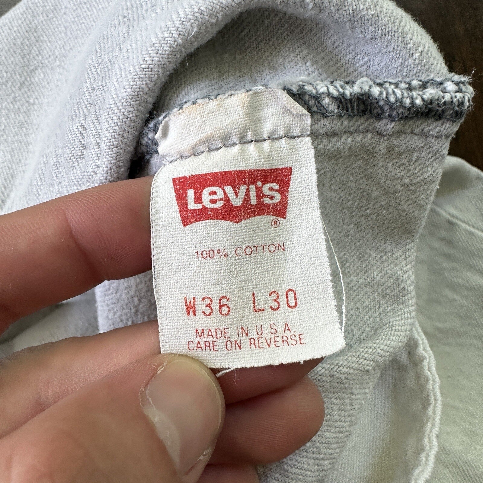 Vintage 90s Levis 501 USA 36x30 Tag Jeans 80s Blue Light Bleach Wash Act 32x29