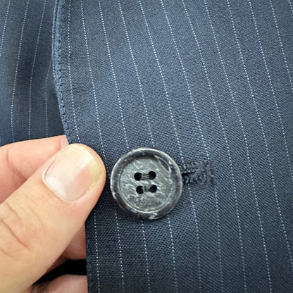 1960s Navy Blue Sport Jacket VTG Mens Suit 44 38x28 Rockabilly Pinstripe Pants