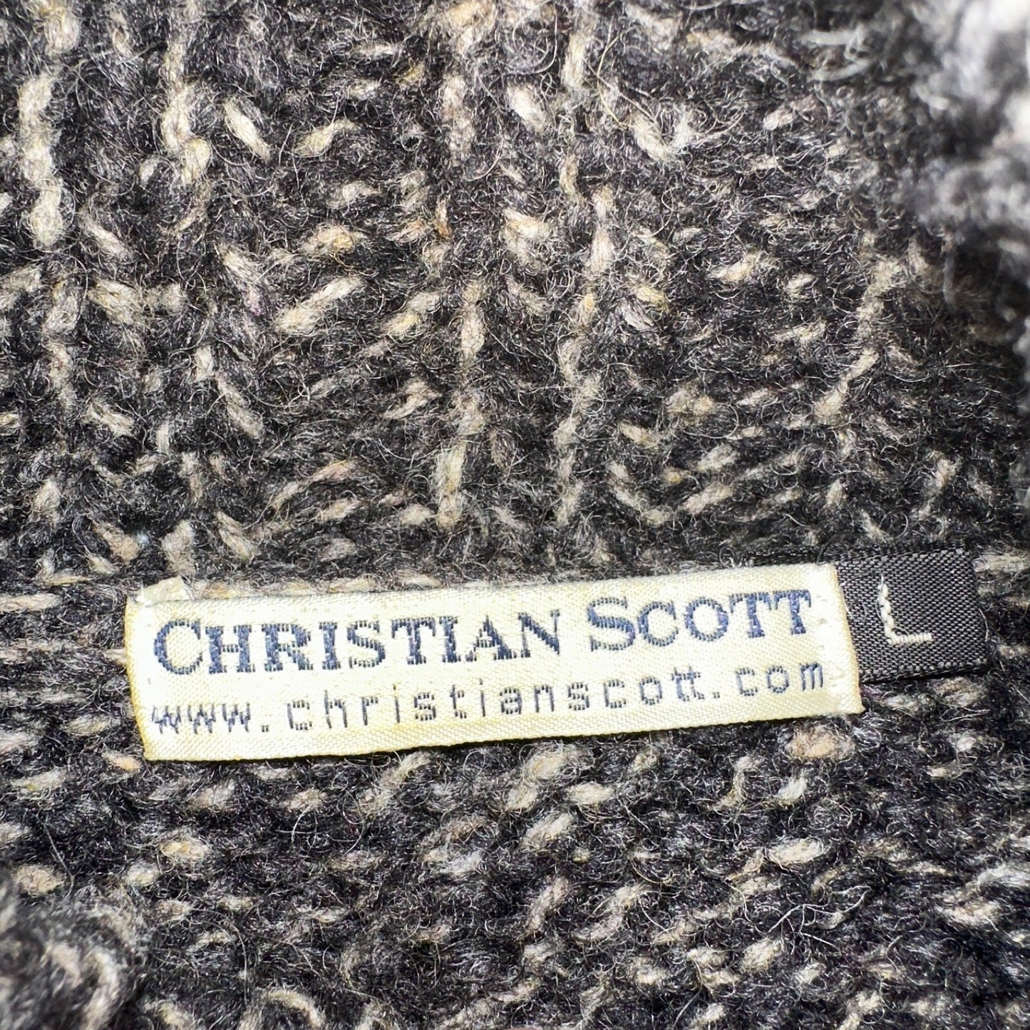 Christian Scott Gents Shetland Sweater Zip Up Made in Scotland VTG Large Gray