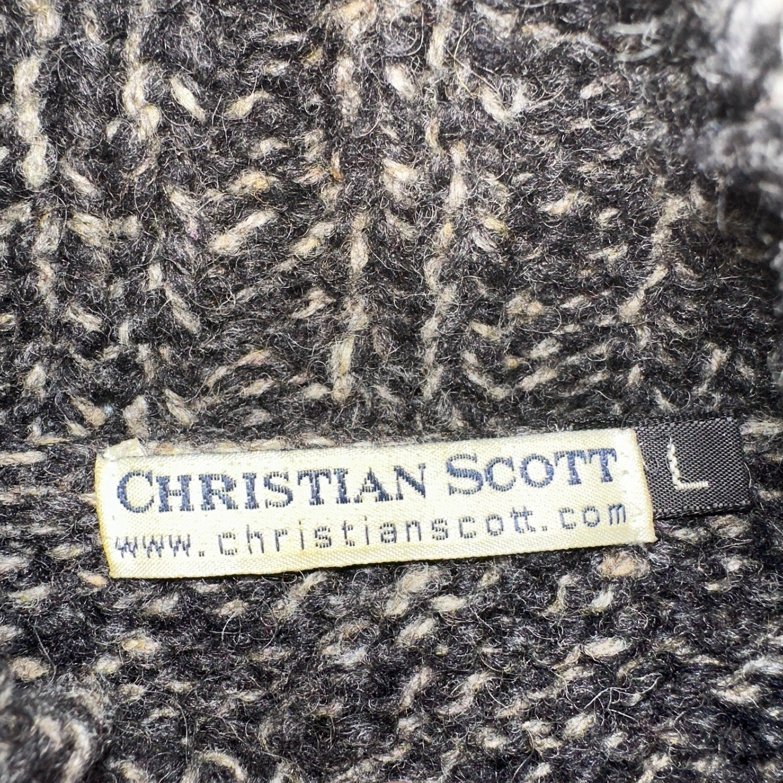 Christian Scott Gents Shetland Sweater Zip Up Made in Scotland VTG Large Gray