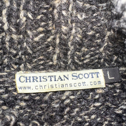Christian Scott Gents Shetland Sweater Zip Up Made in Scotland VTG Large Gray
