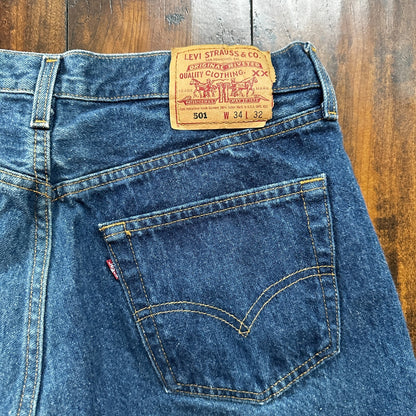 Levis 501 Vintage 90s USA XX Straight Leg Jeans Blue Med Wash 34x32 Act 31x30