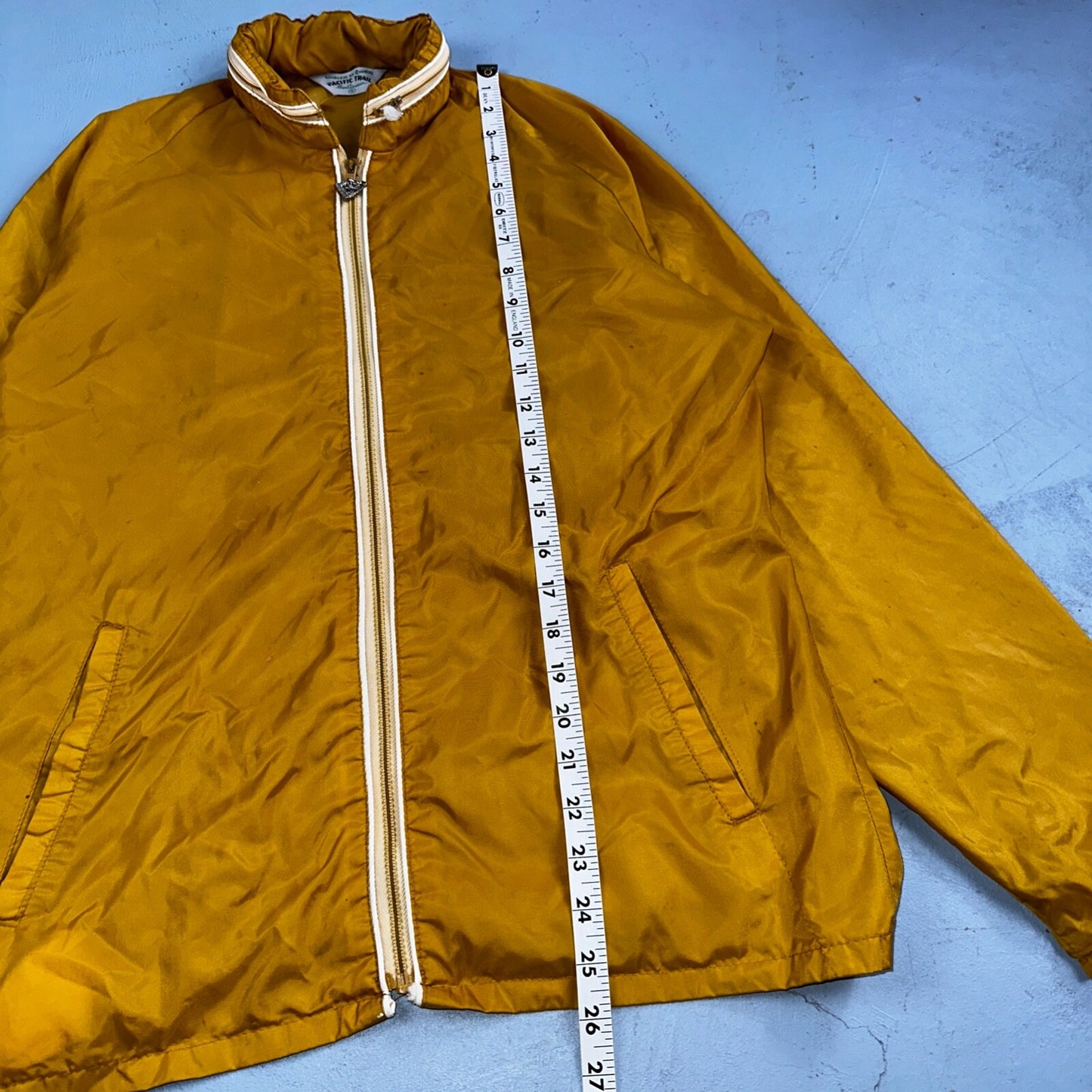 Pacific Trail 70s Vintage Yello Hooded Men Size S Mid Length Windbreaker Jacket