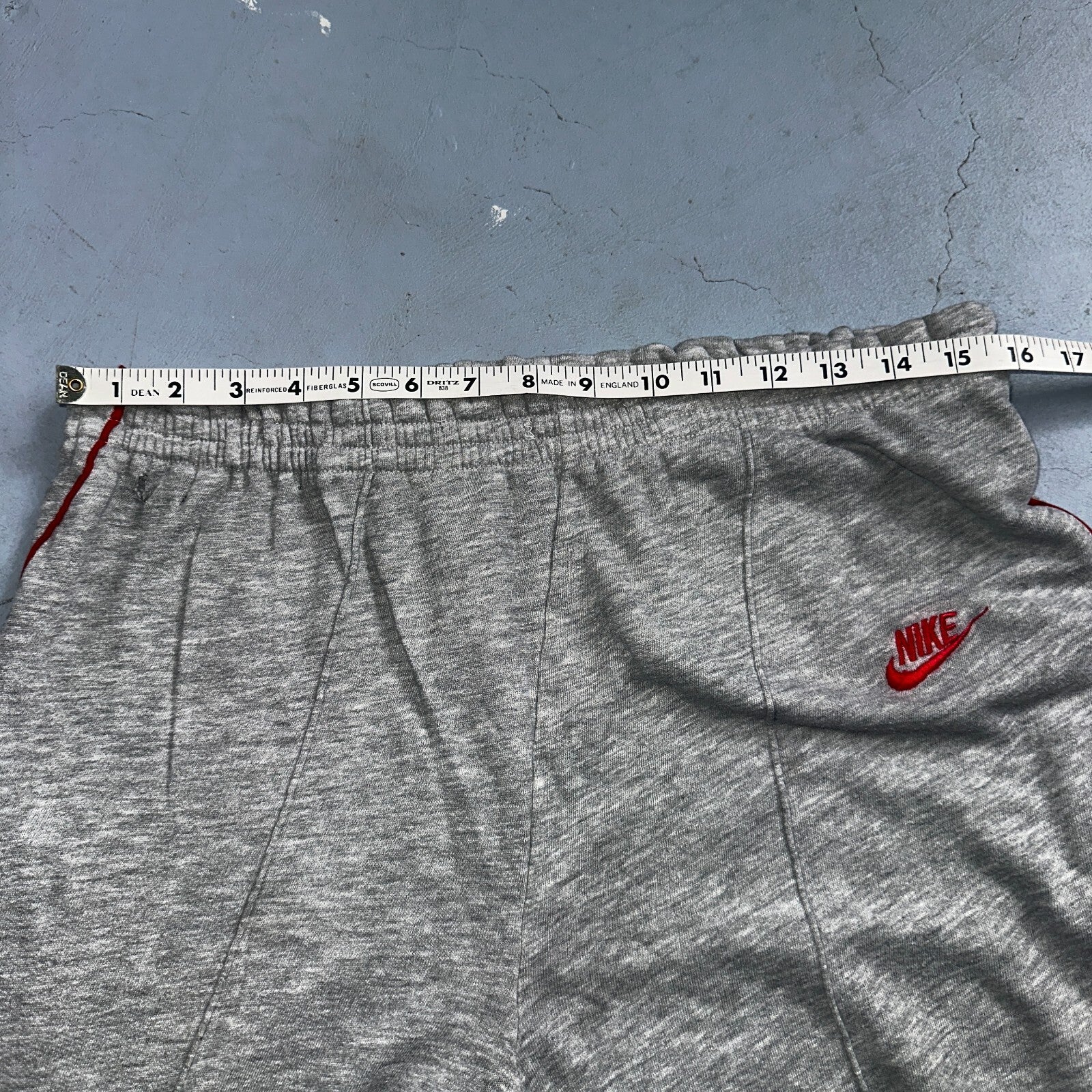 Nike Vintage 80s Sweatpants Large Gray Red Trim Blue Tag 1980s Cotton Jogger
